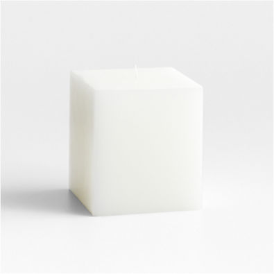 View White Square Pillar Candle 4" details