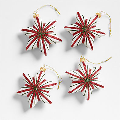 View White Star with Stripes Christmas Tree Ornament, Set of 4 details