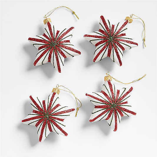 White Star with Stripes Christmas Tree Ornament, Set of 4