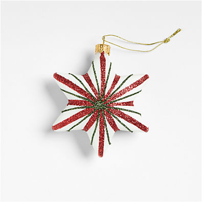 View European White Star with Stripes Christmas Tree Ornament details