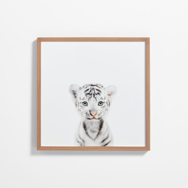 Baby White Tiger Walnut Wood Framed Wall Art Print - image 0 of 7