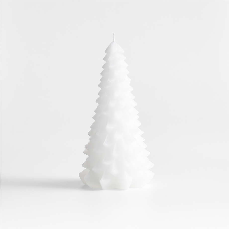 White 8" Christmas Tree Candle + Reviews Crate & Barrel