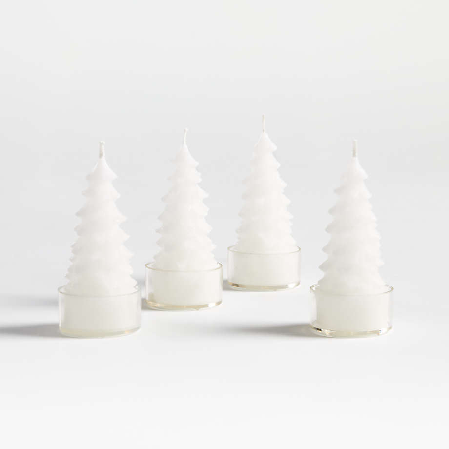 White Christmas Tree Tealight Candles, Set of 4 + Reviews Crate & Barrel