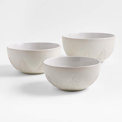 White Trees Stoneware Mixing Bowls, Set of 3