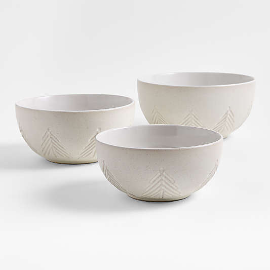 White Trees Stoneware Mixing Bowls, Set of 3