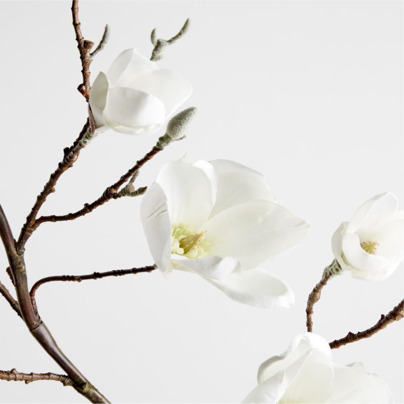 Faux Magnolia Branch Arrangement in White Textured Ceramic Vase 17"