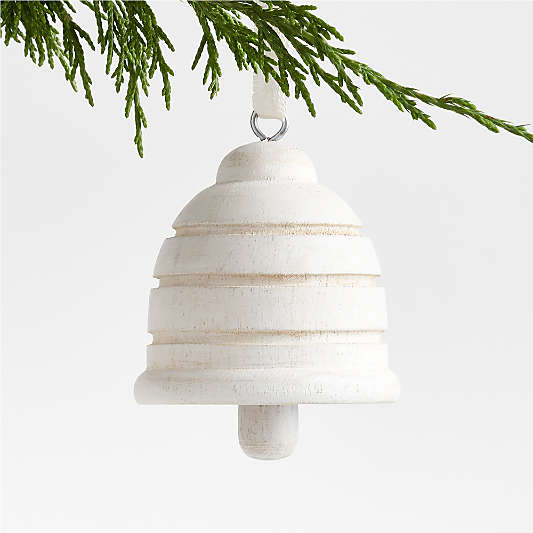 White Wood Bell Christmas Tree Ornament