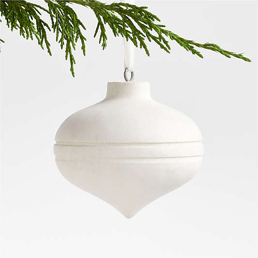 White Wood Onion Christmas Tree Ornament