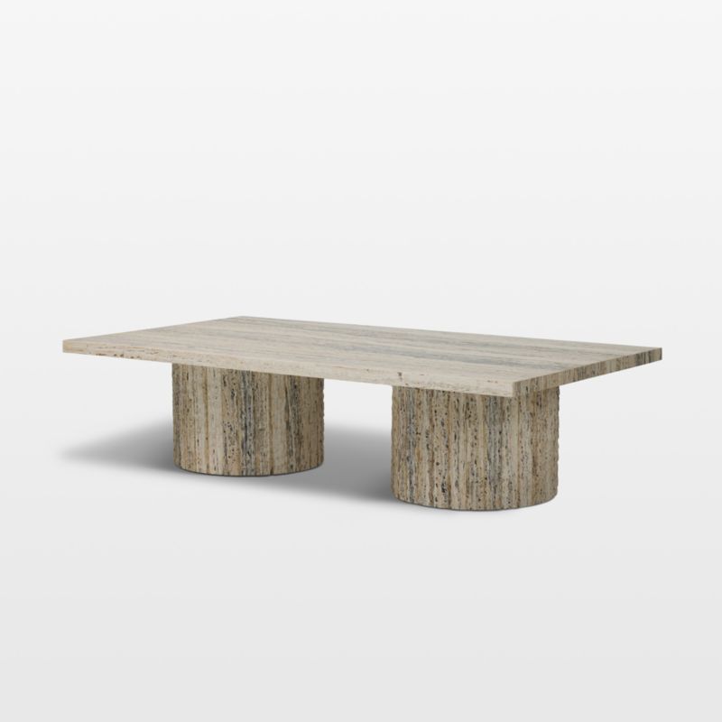 Whitmore White Travertine 65" Rectangular Coffee Table - image 4 of 9