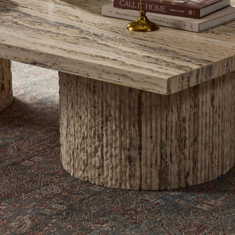 Whitmore White Travertine 65" Rectangular Coffee Table - image 2 of 9