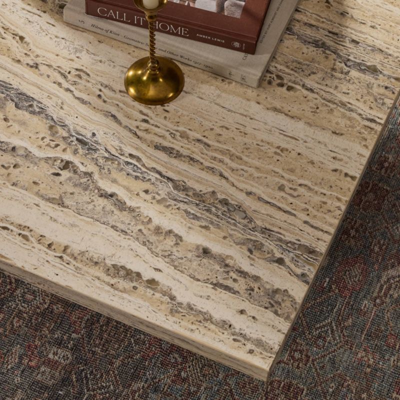 Whitmore White Travertine 65" Rectangular Coffee Table - image 3 of 9