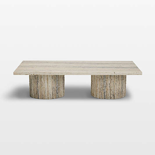 Whitmore White Travertine 65" Rectangular Coffee Table