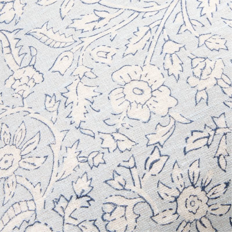 Whitney Linen 20"x20" Pale Blue Floral Hand Printed Throw Pillow Cover - image 1 of 4