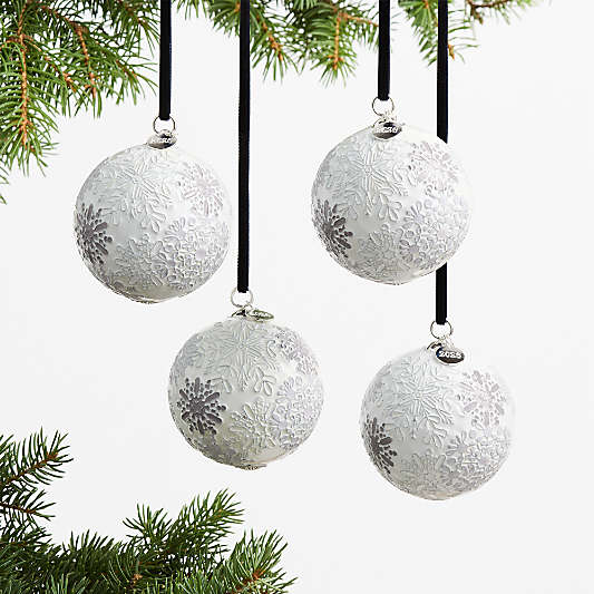 White Snowflake Cloisonne 2026 Christmas Tree Ornament, Set of 4