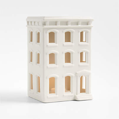 White Ceramic Holiday Italianate Brownstone
