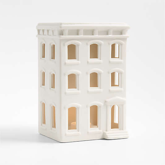 White Ceramic Holiday Italianate Brownstone