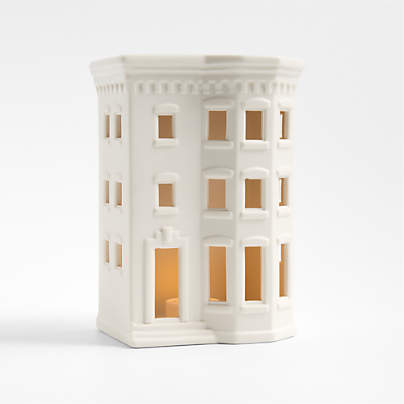 White Ceramic Holiday Queen Anne Brownstone