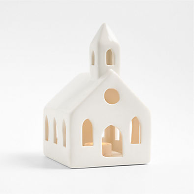 View White Ceramic Holiday Church details