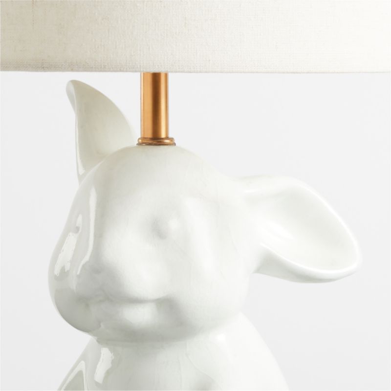 White Crackled Ceramic Woodland Bunny Kids Table Lamp - image 5 of 6