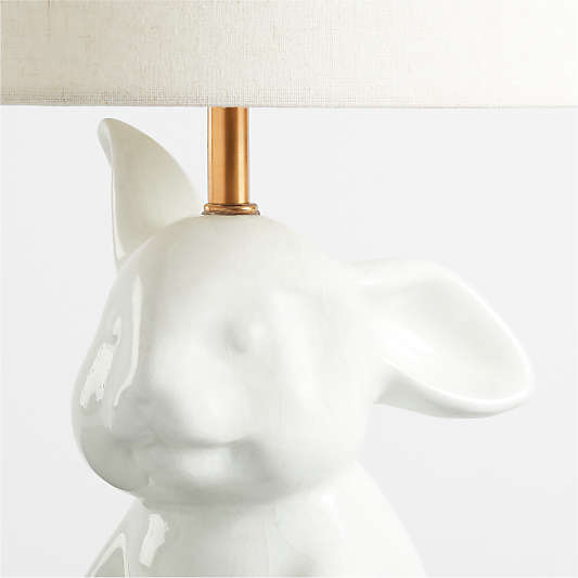 White Crackled Ceramic Woodland Bunny Kids Table Lamp