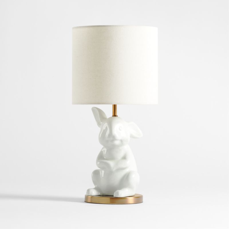 White Crackled Ceramic Woodland Bunny Kids Table Lamp - image 4 of 6