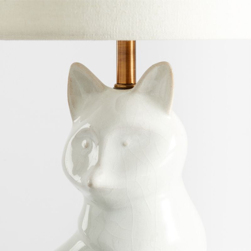 White Crackled Ceramic Woodland Fox Kids Table Lamp - image 4 of 5