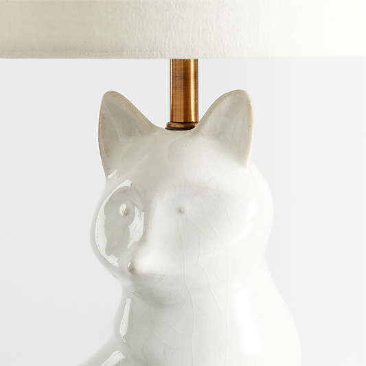 White Crackled Ceramic Woodland Fox Kids Table Lamp