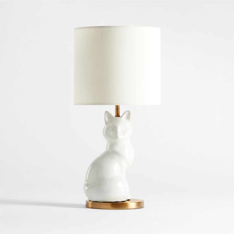 White Crackled Ceramic Woodland Fox Kids Table Lamp - image 3 of 5