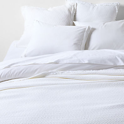 View Organic Cotton White Eyelash Fringe King Coverlet details