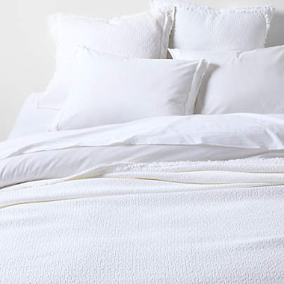 Organic Cotton White Eyelash Fringe King Coverlet