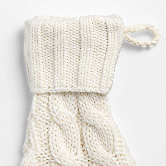 Holiday Cable Knit White Mini Stocking Flatware Holders, Set of 4