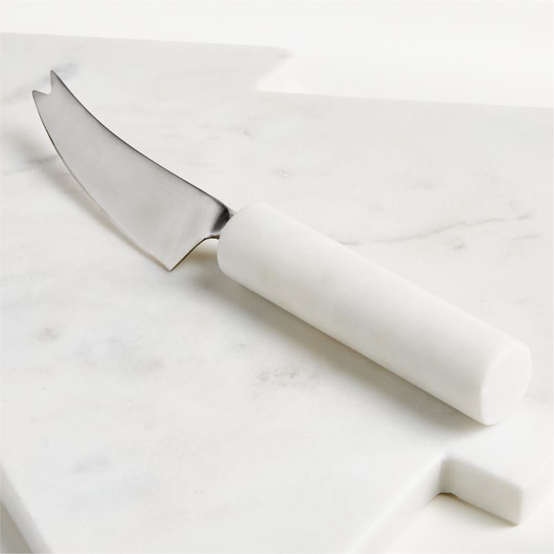 White Marble Holiday Tree Cheese Board with Knife - image 2 of 3