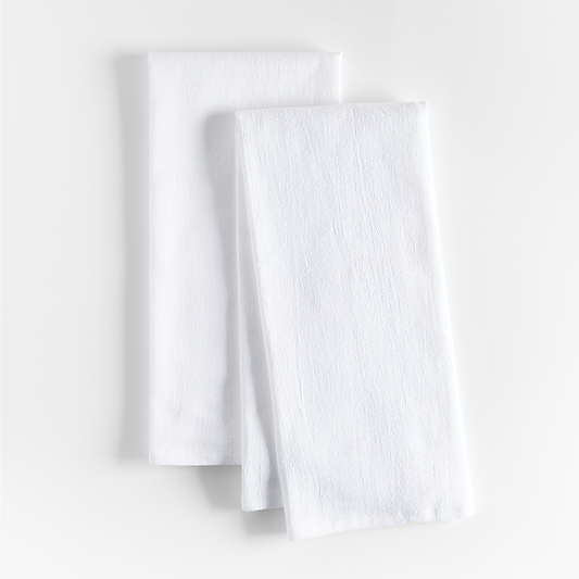 White Organic Cotton Flour Sack Kitchen Towels, Set of 2