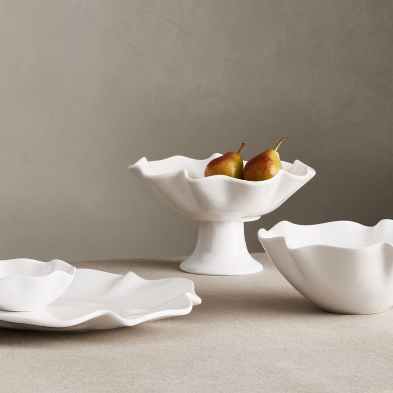 White Ruffle 22" Earthenware X-Large Platter - image 2 of 5