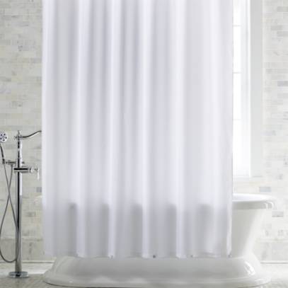 White Shower Curtain Liner With Magnets, Extended Length Shower Curtain Liner