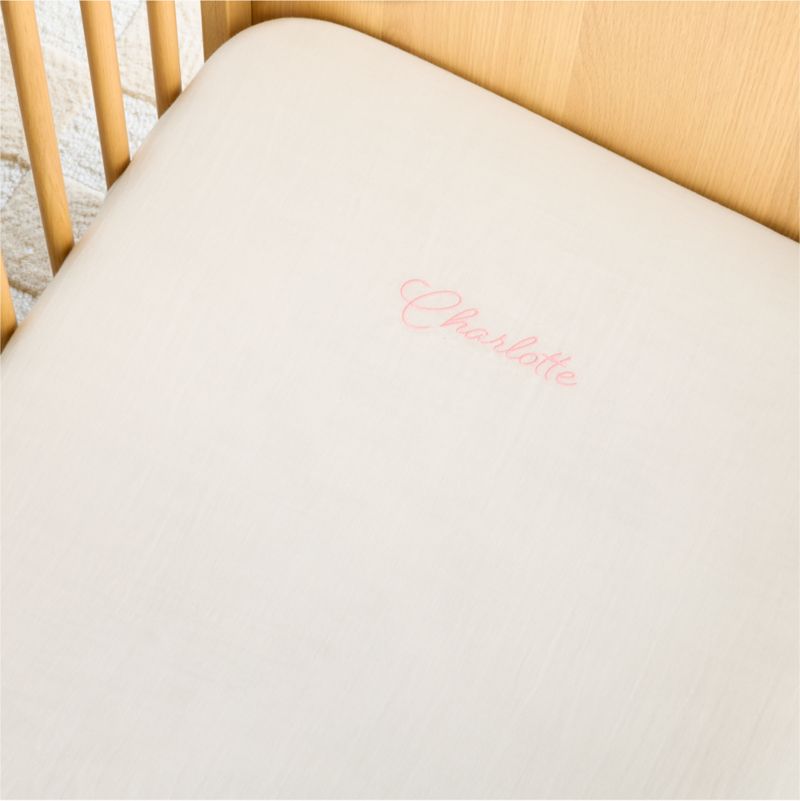 Supersoft Pampas Ivory 100% Organic Cotton Gauze Baby Crib Fitted Sheet - image 1 of 8