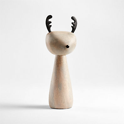 View Holiday Wooden Reindeer Decoration 11" details