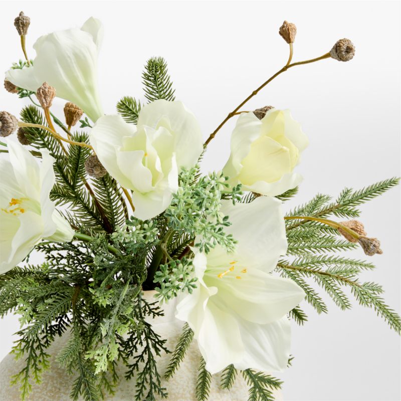 Faux White Amaryllis and Greenery Holiday Bouquet - image 2 of 3