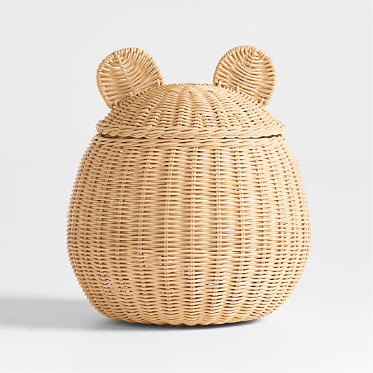 Small Wicker Bear Floor Storage Basket