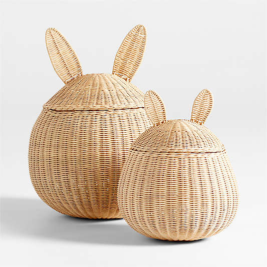 Large Wicker Bunny Floor Storage Basket