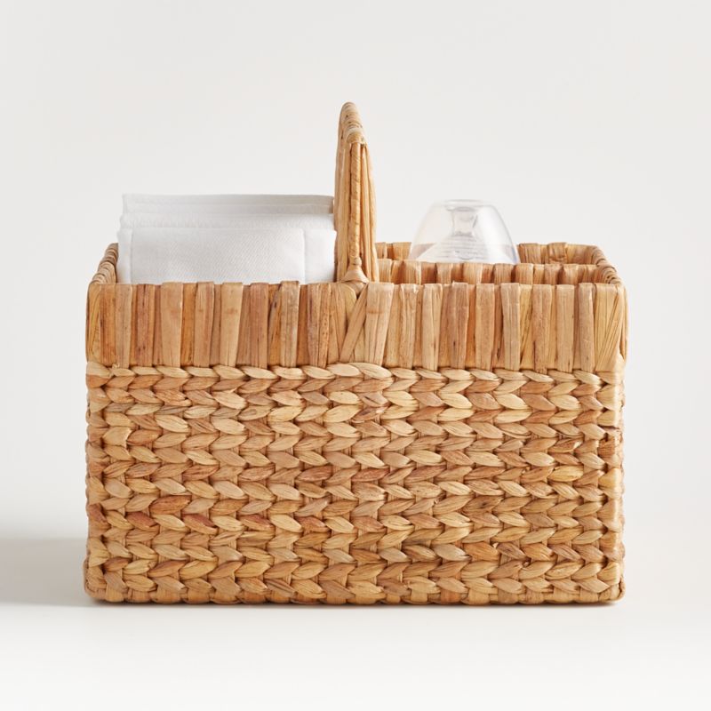 Natural Woven Wicker 3-Compartment Diaper Caddy with Handles - image 4 of 10