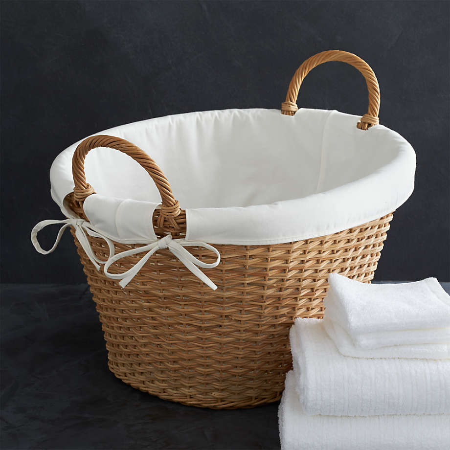 Embroidered Off-White Linen Laundry Bag