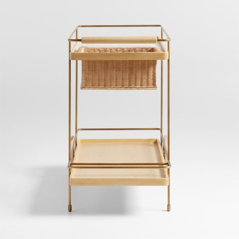 Wicker Park Natural Oak Wood and Marble Bar Cart - image 6 of 11