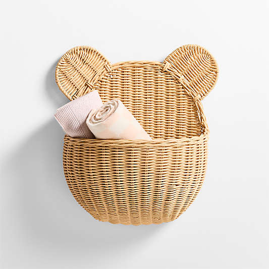 Wicker Bear Kids Wall Basket