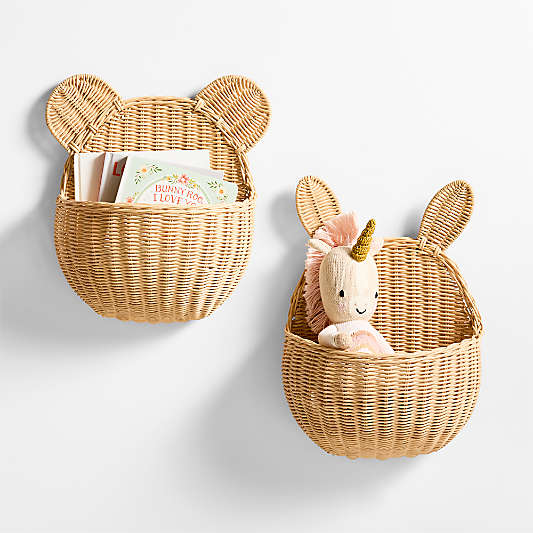 Wicker Bunny Kids Wall Basket