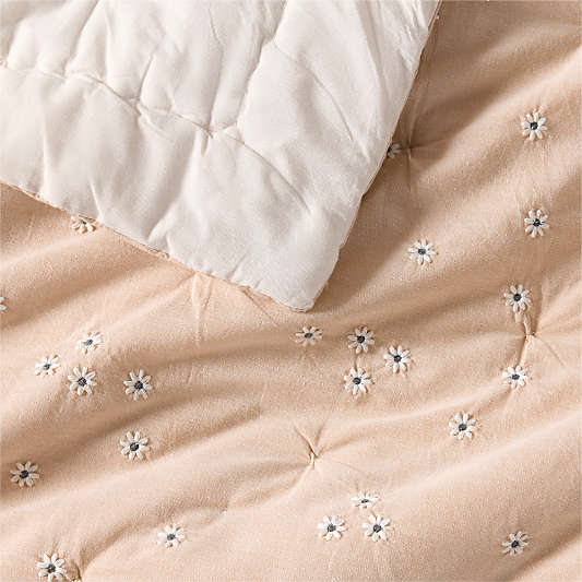 Wild Daisies Embroidered Organic Cotton Kids Quilt