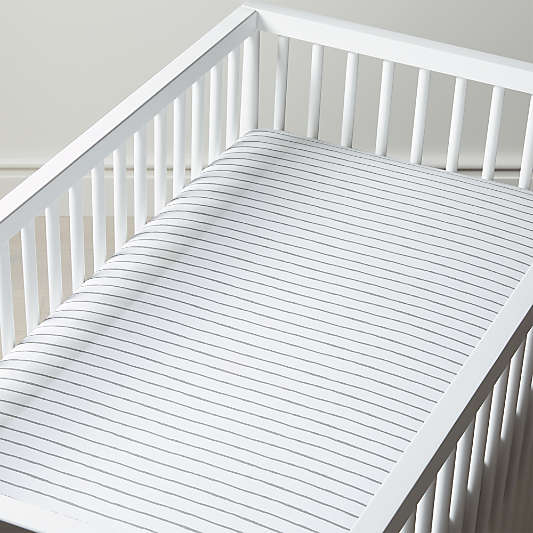 Organic Wild Excursion Grey Stripe Crib Fitted Sheet