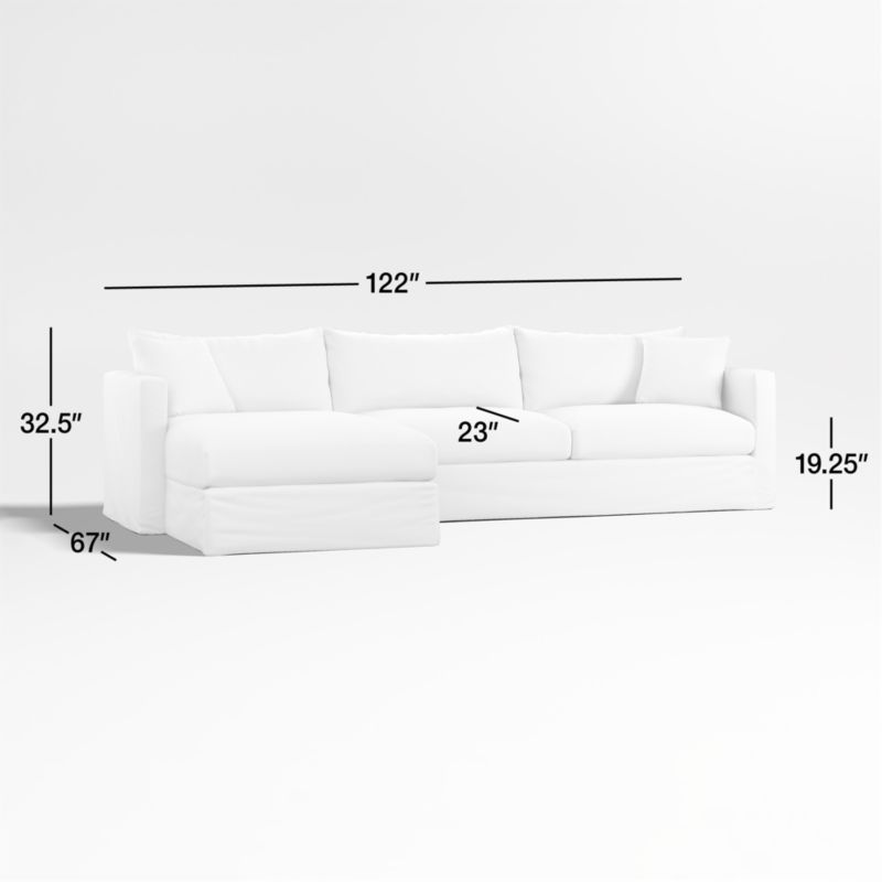 View Willow II Slipcovered 2-Piece Left-Arm Chaise Sectional Sofa - image 3 of 7