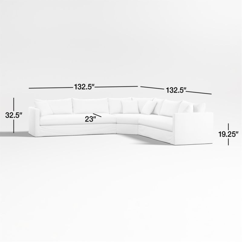 View Willow II Slipcovered 3-Piece Wedge Sectional Sofa - image 3 of 7