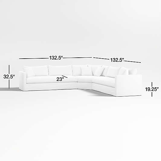 Willow II Slipcovered 3-Piece Wedge Sectional Sofa